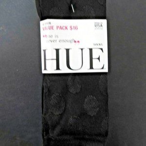 Hue Black Luster Large Dot and Solid Socks 4 Pairs Pack One Size Women's2 Solid